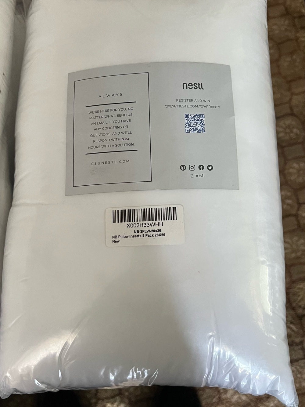 NESTL Plush Support Pillow Inserts 26x26